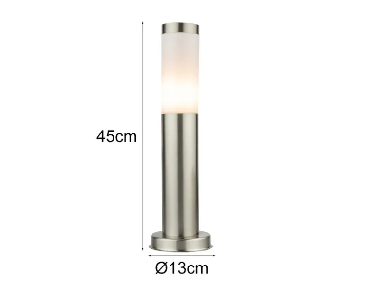 Sockelleuchte BOSTON aus Edelstahl in Silber, Höhe 45cm