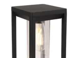 Sockelleuchte CANDELA Laterne aus Druckguss Aluminium in Schwarz, H: 35cm