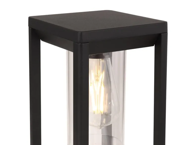 Sockelleuchte CANDELA Laterne aus Druckguss Aluminium in Schwarz, H: 35cm