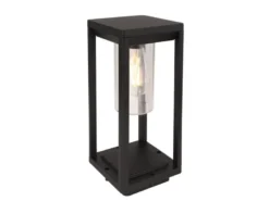 Sockelleuchte CANDELA Laterne aus Druckguss Aluminium in Schwarz, H: 35cm