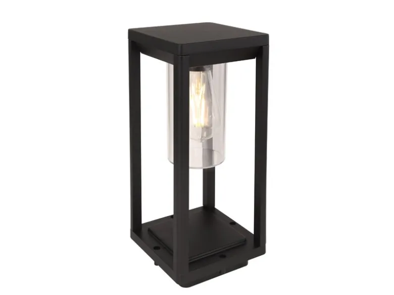 Sockelleuchte CANDELA Laterne aus Druckguss Aluminium in Schwarz, H: 35cm