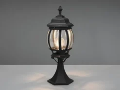 Sockelleuchte ELVO nostalgische Laterne Aluminium Schwarz, Höhe 49cm