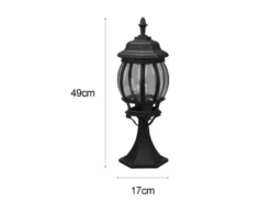 Sockelleuchte ELVO nostalgische Laterne Aluminium Schwarz, Höhe 49cm