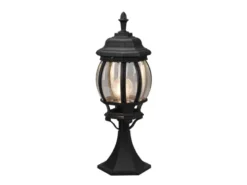 Sockelleuchte ELVO nostalgische Laterne Aluminium Schwarz, Höhe 49cm