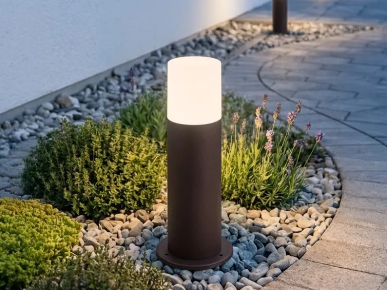 Sockelleuchte HOOSIC aus Aluminium in Rostoptik E27, Höhe 30cm
