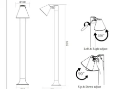 Sockelleuchte KAVERI Spot schwenkbar in Anthrazit, Höhe 60cm, IP44