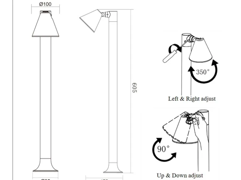 Sockelleuchte KAVERI Spot schwenkbar in Anthrazit, Höhe 60cm, IP44