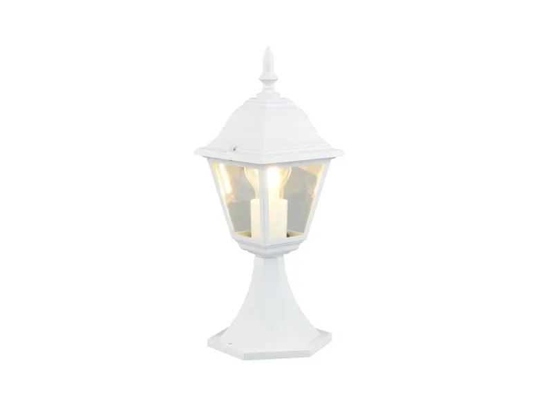 Sockelleuchte LIVENZA nostalgische Gartenlaterne, Aluminium Weiß, Höhe 39cm