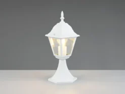 Sockelleuchte LIVENZA nostalgische Gartenlaterne, Aluminium Weiß, Höhe 39cm