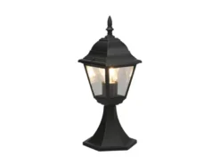 Sockelleuchte LIVENZA nostalgische Laterne, Aluminium Schwarz, Höhe 39cm