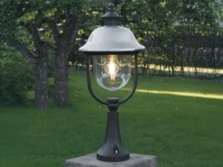 Sockelleuchte PARMA Außen Laterne im Landhausstil Schwarz-Silber, Höhe 54cm