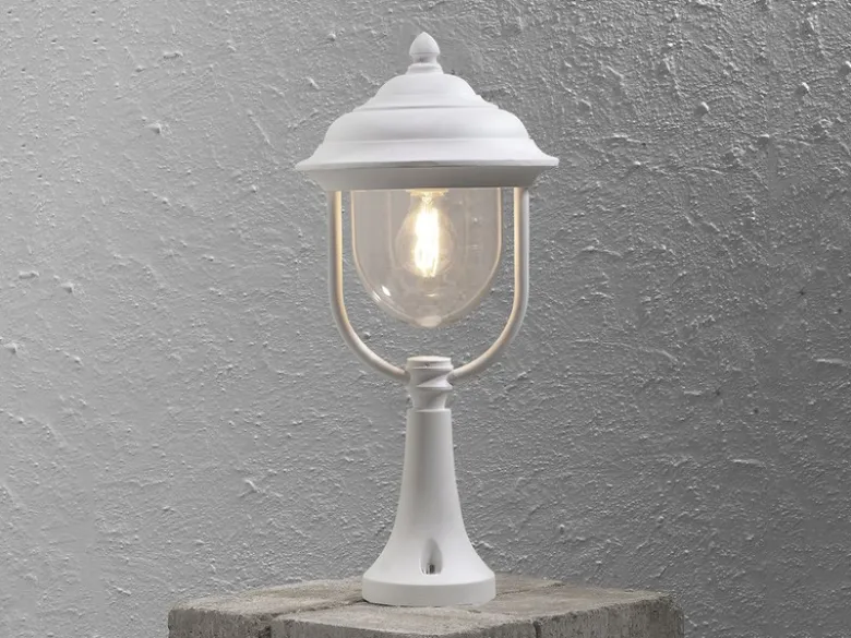 Sockelleuchte PARMA Außen Laterne im Landhausstil Weiß, Höhe 54cm