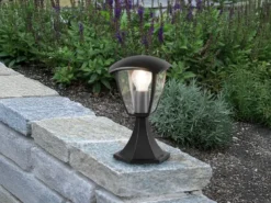 Sockelleuchte VENTA aus Aluminium im Landhausstil Schwarz, Höhe 30cm