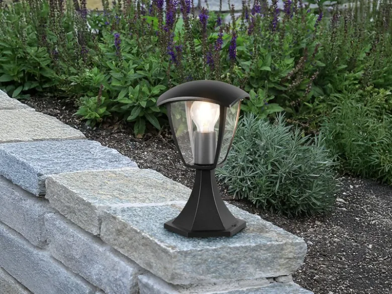 Sockelleuchte VENTA aus Aluminium im Landhausstil Schwarz, Höhe 30cm