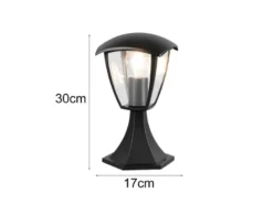 Sockelleuchte VENTA aus Aluminium im Landhausstil Schwarz, Höhe 30cm