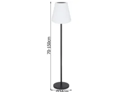 Solar & Akku Stehlampe mit Fernbedienung, auch per USB ladbar, Höhe 150cm