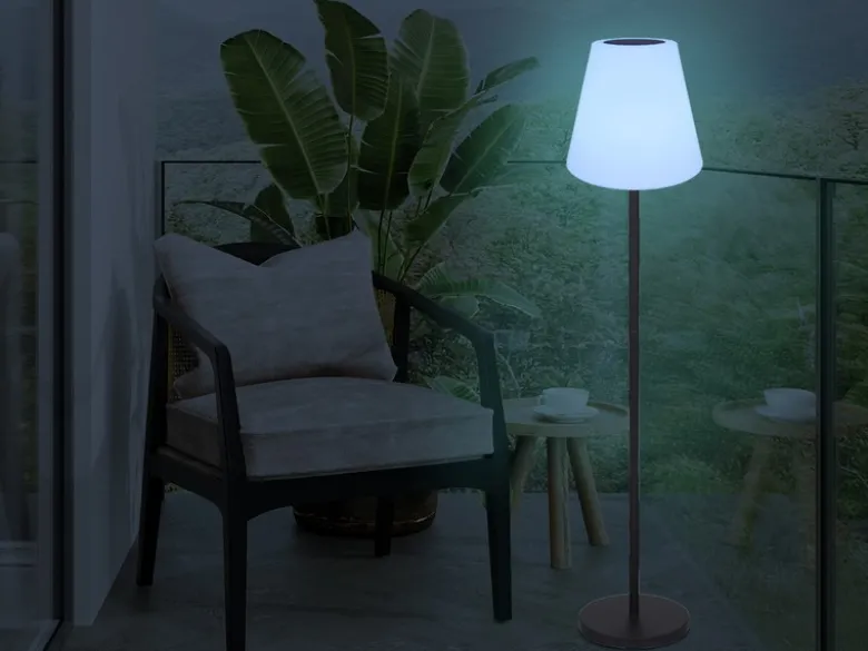 Solar & Akku Stehlampe mit Fernbedienung, auch per USB ladbar, Höhe 150cm