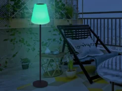 Solar & Akku Stehlampe mit Fernbedienung, auch per USB ladbar, Höhe 150cm