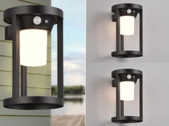 Solar Außenwandleuchte 2er SET mit Bewegungsmelder & Dauerlicht, Höhe 20cm