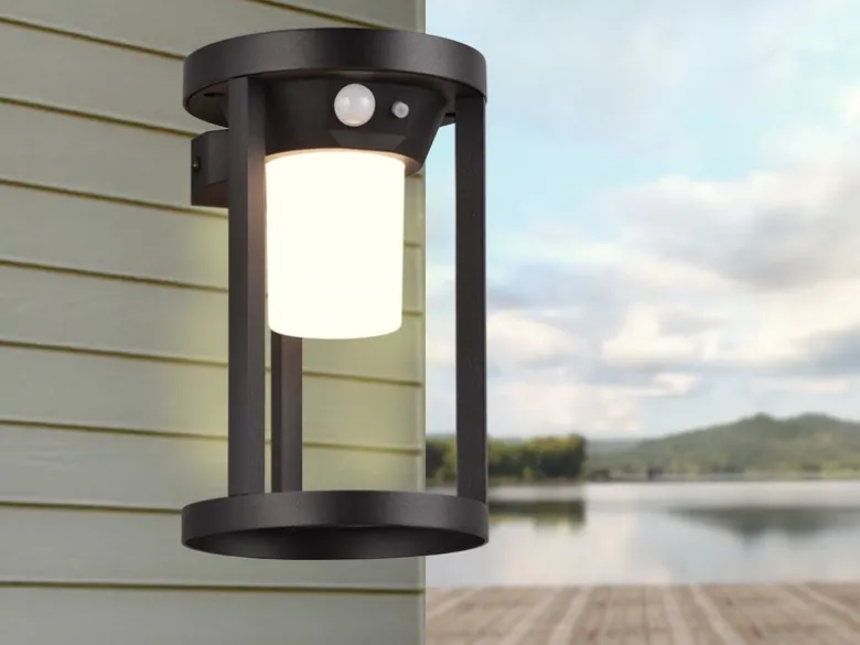 Solar Außenwandleuchte 2er SET mit Bewegungsmelder & Dauerlicht, Höhe 20cm