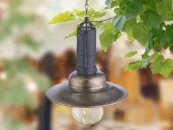 Solarbetriebene LED Hängeleuchte im Industrie Look & Shabby Chic Anstrich