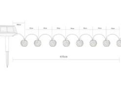 Solarbetriebene LED Outdoor Lichterkette mit 8 Kugeln, Länge 4,1 Meter