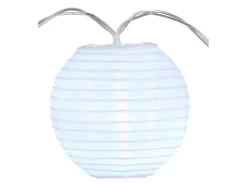 Solarbetriebene LED Outdoor Lichterkette mit 10 weißen Lampions, Länge 3 Meter