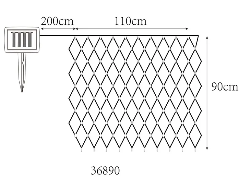 Solarbetriebenes LED Outdoor Lichternetz mit 100 LEDs, 90 x 110cm