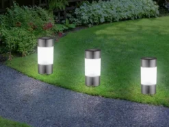Solar Edelstahl Wegeleuchten im 3er SET - LED Außenbeleuchtung