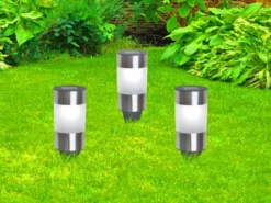 Solar Edelstahl Wegeleuchten im 3er SET - LED Außenbeleuchtung