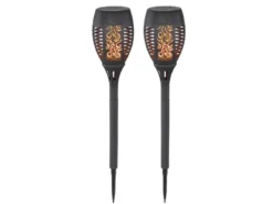 Solarfackeln 2er Set mit Flammeneffekt, Schwarz, Höhe 50cm