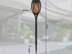 Solarfackeln 6er Set mit Flammeneffekt, Schwarz, Höhe 49,5cm