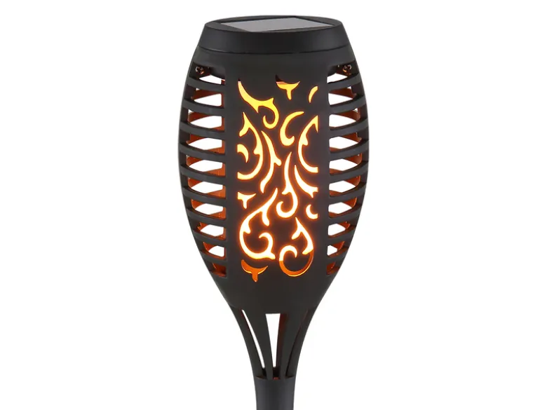 Solarfackeln 6er Set mit Flammeneffekt, Schwarz, Höhe 49,5cm