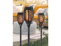 Solarfackeln 6er Set mit Flammeneffekt, Schwarz, Höhe 49,5cm