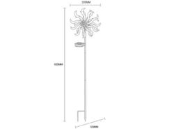 Solar Gartenstecker Windrad mit Erdspieß in Orange-Gelb & Kupfer, Höhe 92cm