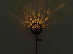 Solar Gartenstecker Windrad mit Erdspieß in Blau & Kupfer patiniert, Höhe 92cm