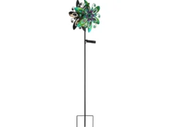Solar Gartenstecker Windspiel mit Erdspieß aus Metall Bunt, Höhe 124cm
