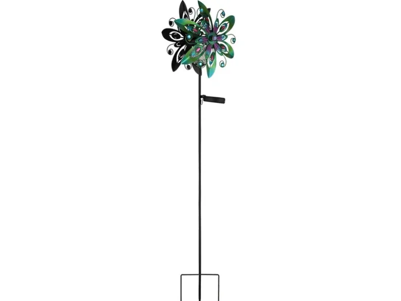 Solar Gartenstecker Windspiel mit Erdspieß aus Metall Bunt, Höhe 124cm
