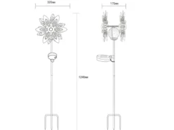 Solar Gartenstecker Windspiel mit Erdspieß aus Metall Bunt, Höhe 124cm