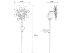 Solar Gartenstecker Windspiel aus Metall mit Erdspieß in Rostoptik, Höhe 50cm