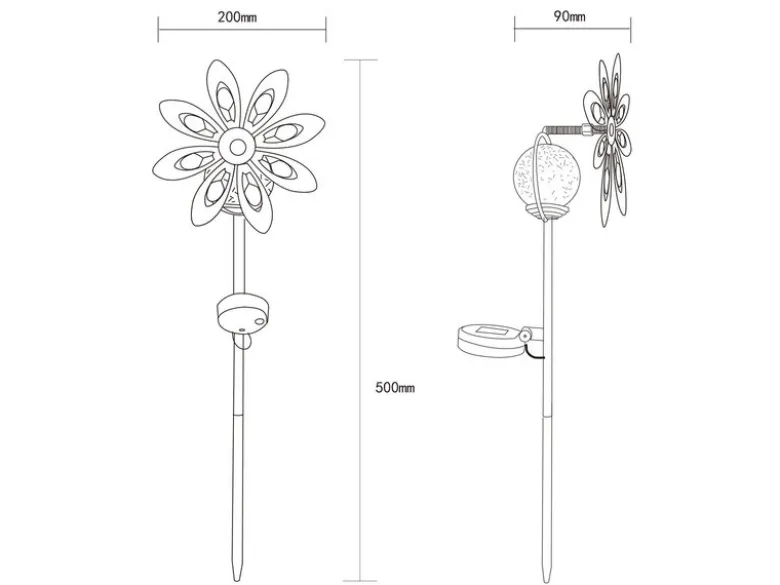 Solar Gartenstecker Windspiel aus Metall mit Erdspieß in Rostoptik, Höhe 50cm
