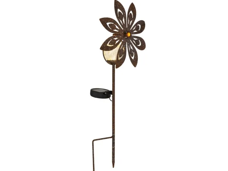 Solar Gartenstecker Windspiel aus Metall mit Erdspieß in Rostoptik, Höhe 50cm