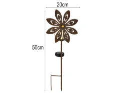 Solar Gartenstecker Windspiel aus Metall mit Erdspieß in Rostoptik, Höhe 50cm