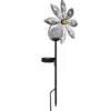 Solar Gartenstecker Windspiel aus Metall mit Erdspieß in Silber-Grau, Höhe 50cm
