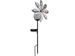 Solar Gartenstecker Windspiel aus Metall mit Erdspieß in Silber-Grau, Höhe 50cm