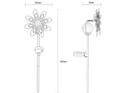 Solar Gartenstecker Windspiel aus Metall mit Erdspieß in Silber-Grau, Höhe 50cm