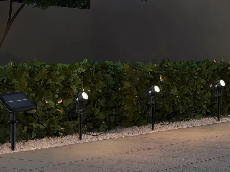 Solar Gartenstrahler OBIDOS auch per USB aufladbar mit 3 Spots, L: 6,2 Meter