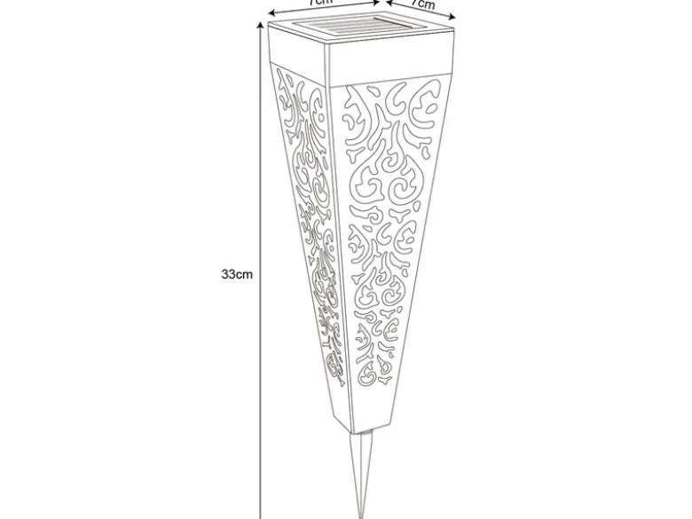 Solarlampen 3er Set mit Erdspieß, Dekostanzungen Schwarz Gold, H.33cm