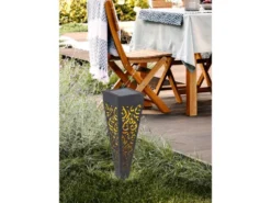 Solarlampen 3er Set mit Erdspieß, Dekostanzungen Schwarz Gold, H.33cm