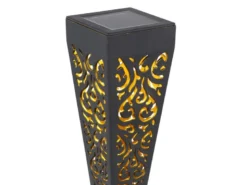 Solarlampen 3er Set mit Erdspieß, Dekostanzungen Schwarz Gold, H.33cm